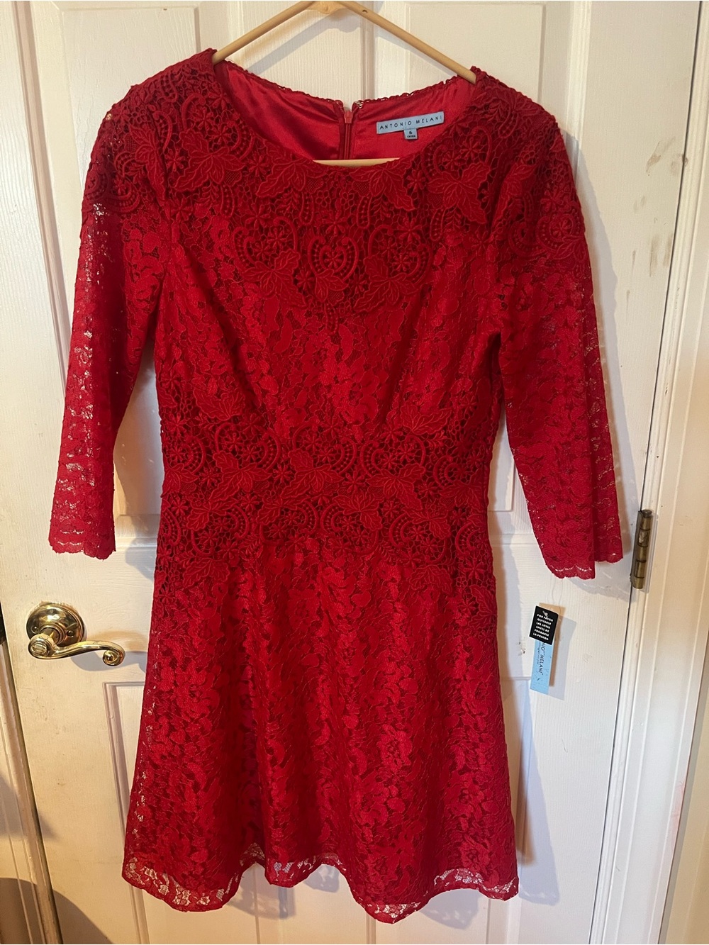 NWT Antonio Melani Red Lace Fit & Flare Dress Size 6